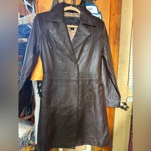 CENTIGRADE LEATHER TRENCH COAT WITH BELT SIZE XS WOMEN NWT
